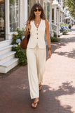 Greylin Clothing Raven Knit Pull-On Pants Style G266WP6186 in Sand, Front walking view of the Raven heathered Sand knit pants showing their relaxed wide-leg movement.