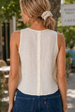 Greylin Clothing Alice Sheer Embroidered Sleeveless Top Style G266T7581 in Ivory; Alice ivory sleeveless top lightweight crinkle-textured back with vertical button closure