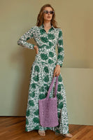 Guadalupe Design Meredith Floral Dress Green; Green Floral Summer Guest Of Dress; Floral Colllared Belted Maxi Dress; Spring/Summer Dress; Spring SUmmer Guest Of Dress