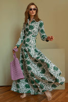 Guadalupe Design Meredith Floral Dress Green; Green Floral Summer Guest Of Dress; Floral Colllared Belted Maxi Dress; Spring/Summer Dress; Spring SUmmer Guest Of Dress