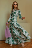 Guadalupe Design Meredith Floral Dress Green; Green Floral Summer Guest Of Dress; Floral Colllared Belted Maxi Dress; Spring/Summer Dress; Spring SUmmer Guest Of Dress