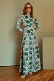 Guadalupe Design Meredith Floral Dress Green; Green Floral Summer Guest Of Dress; Floral Colllared Belted Maxi Dress; Spring/Summer Dress; Spring SUmmer Guest Of Dress