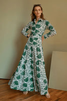 Guadalupe Design Meredith Floral Dress Green; Green Floral Summer Guest Of Dress; Floral Colllared Belted Maxi Dress; Spring/Summer Dress; Spring SUmmer Guest Of Dress