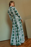 Guadalupe Design Meredith Floral Dress Green; Green Floral Summer Guest Of Dress; Floral Colllared Belted Maxi Dress; Spring/Summer Dress; Spring SUmmer Guest Of Dress