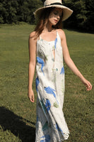 Guadalupe Design Parrot Dress;Summer Dress;Tropical Print Dress;Summer Midi Dress with Parrots; 