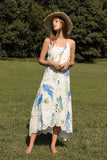 Guadalupe Design Parrot Dress;Summer Dress;Tropical Print Dress;Summer Midi Dress with Parrots; 