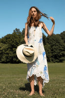 Guadalupe Design Parrot Dress;Summer Dress;Tropical Print Dress;Summer Midi Dress with Parrots; 