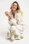 Guadalupe Design Ria Palm Dress;Palm Tree Embroidered White Maxi Dress; 