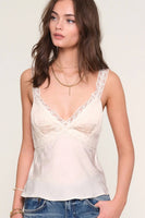 Heartloom Clothing Emiko Cami Style 255BE5A in Ivory;Floral Jacquard Satin Fitted Cami Top; 