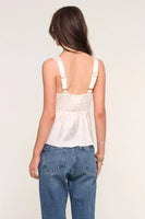 Heartloom Clothing Emiko Cami Style 255BE5A in Ivory;Floral Jacquard Satin Fitted Cami Top; 