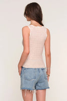 Heartloom Clothing Kayla Top Style 255SB5A in Oat;Pointelle Tank Top With Scalloped Contrast Trim; 