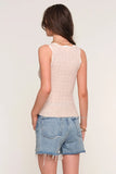 Heartloom Clothing Kayla Top Style 255SB5A in Oat;Pointelle Tank Top With Scalloped Contrast Trim; 