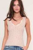 Heartloom Clothing Kayla Top Style 255SB5A in Oat;Pointelle Tank Top With Scalloped Contrast Trim; 