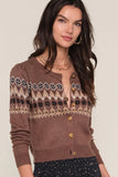 Heartloom Clothing Keane Cardi Style 259SP5B in Mocha; Fair isle Button Front Cardigan Sweater; 
