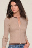 Heartloom Clothing Loretta Cardi Style 25YSH1A in Wheat; Layered Look Textured Cardigan; 