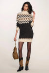 Heartloom Clothing joanna dress Style 248ST8 in Charcoal; jacquard Sweater Dress; Fall Holiday Sweater Dress;  Winter Sweater Dress