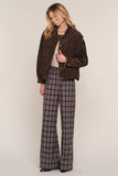 Heartloom Clothing Larissa Suede Jacket Style 267UK8B BTSWT in Bittersweet.  Real Suede, chocolate brown funnel neck jacket