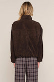 Heartloom Clothing Larissa Suede Jacket Style 267UK8B BTSWT in Bittersweet.  Real Suede, chocolate brown funnel neck jacket