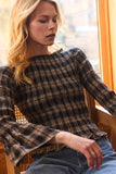 Heartloom Clothing Tracey Top Style 266BE4B Blk in black plaid; 
