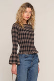 Heartloom Clothing Tracey Top Style 266BE4B Blk in black plaid; 