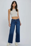 Hidden Denim Nori Mid Rise Wide Leg Style HD9183-DK in Dark Blue; Mid Rise Straight LEg Jeans;Clean Dark Wash Mid RIse Jeans