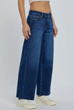 Hidden Denim Nori Mid Rise Wide Leg Style HD9183-DK in Dark Blue; Mid Rise Straight LEg Jeans;Clean Dark Wash Mid RIse Jeans
