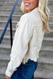 Hidden Denim Rebel Cropped Denim Jacket Style HD869J in Cream