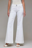 Hidden Jeans Double Button Waistband Comfort Flare Jeans Style HD3369CF in White; Women's stretch cotton blend spring summer flare jeans