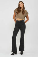 Hidden Jeans Happi CHARCOAL WASH FASHION SEAM 33" INSEAM STRETCH FLARE Style HD3284-CHA in Charcoal;Black Flare Jeans;Black Fall Long Flare Jeans; 