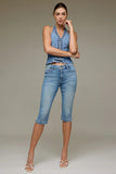 Hidden Jeans Kenzi Vintage Mid-Rise 18 inch skinny capri jeans; Vintage Wash Mid-Rise Skinny comfort stretch spring summer capri jeans