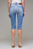 Hidden Jeans Kenzi Vintage Mid-Rise 18 inch skinny capri jeans; Vintage Wash Mid-Rise Skinny comfort stretch spring summer capri jeans