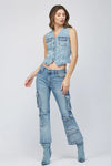 Hidden Jeans Rebel Fitted Denim Vest STyle HD148V-MD in Medium Wash;Fitted Denim VEst;Hidden Denim Vest; 