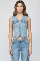 Hidden Jeans Rebel Fitted Denim Vest STyle HD148V-MD in Medium Wash;Fitted Denim VEst;Hidden Denim Vest; 