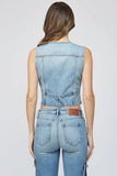 Hidden Jeans Rebel Fitted Denim Vest STyle HD148V-MD in Medium Wash;Fitted Denim VEst;Hidden Denim Vest; 
