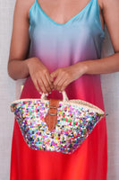 House of Perna Jane Seqiun Covered Mini Tote;Sequin Tote Bag;House of Purna Tote Bag; 