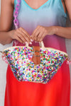 House of Perna Jane Seqiun Covered Mini Tote;Sequin Tote Bag;House of Purna Tote Bag; 