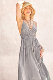 Illa Illa Clothing Summer Belle Striped Dress Style IM7972 in Navy and in Red; 