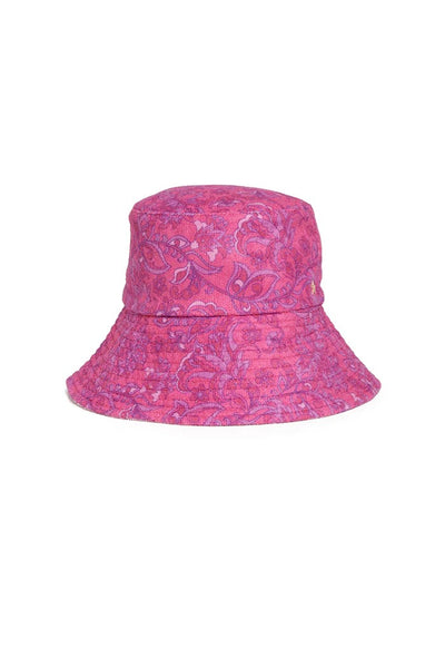 Jocelyn The Monaco Printed French Terry Reversible Hat style jas23012p-pkm in pink multi; 