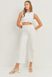 Just Black Denim Patch Pocket Wide Leg Style BP433J in Off White;White Patch Pocket Jeans;Cropped WIde Leg Jeans;High RIse Front Patch Pocket Wide LEg JEans