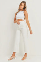 Just Black Denim Patch Pocket Wide Leg Style BP433J in Off White;White Patch Pocket Jeans;Cropped WIde Leg Jeans;High RIse Front Patch Pocket Wide LEg JEans