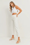 Just Black Denim Patch Pocket Wide Leg Style BP433J in Off White;White Patch Pocket Jeans;Cropped WIde Leg Jeans;High RIse Front Patch Pocket Wide LEg JEans