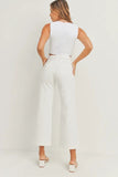 Just Black Denim Patch Pocket Wide Leg Style BP433J in Off White;White Patch Pocket Jeans;Cropped WIde Leg Jeans;High RIse Front Patch Pocket Wide LEg JEans