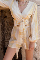 Kasia Clothing XRYSO Top In Ecru and Gold;Resort Wrap Top;Kasia Wrap Top; 