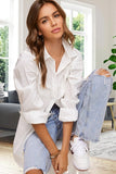 La Miel Clothing All Season Poplin Button Down Shirt Style SRT7809 in White;White BUtton Down Top; 