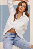 La Miel Clothing All Season Poplin Button Down Shirt Style SRT7809 in White;White BUtton Down Top; 