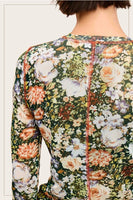 La Miel Clothing Semi Sheer Mesh Top Style JCT770 in Forest;Semi Sheer floral Top; 