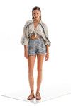 Lace the Label Lydia Top Style M1734 in Sand; Tie front resort top; Fringe Tie Front Top