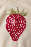 Le Lis Clothing Long Sleeve Crew Neck Strawberry Sweater Style IWT6423 in ivory. women's cotton blend over-sized spring sweater with a strawberry graphic.