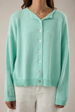Le Lis Clothing Round Rolled Hemline Detail Thin Sweater Cardigan Style IEJ6194 in Mint; Mint Green Lightweight Cotton Spring Cardigan