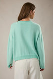 Le Lis Clothing Round Rolled Hemline Detail Thin Sweater Cardigan Style IEJ6194 in Mint; Mint Green Lightweight Cotton Spring Cardigan